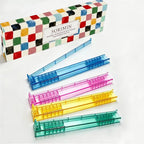 4Pcs Non-Slip Mahjong Racks Clear White Tile Holders with Box