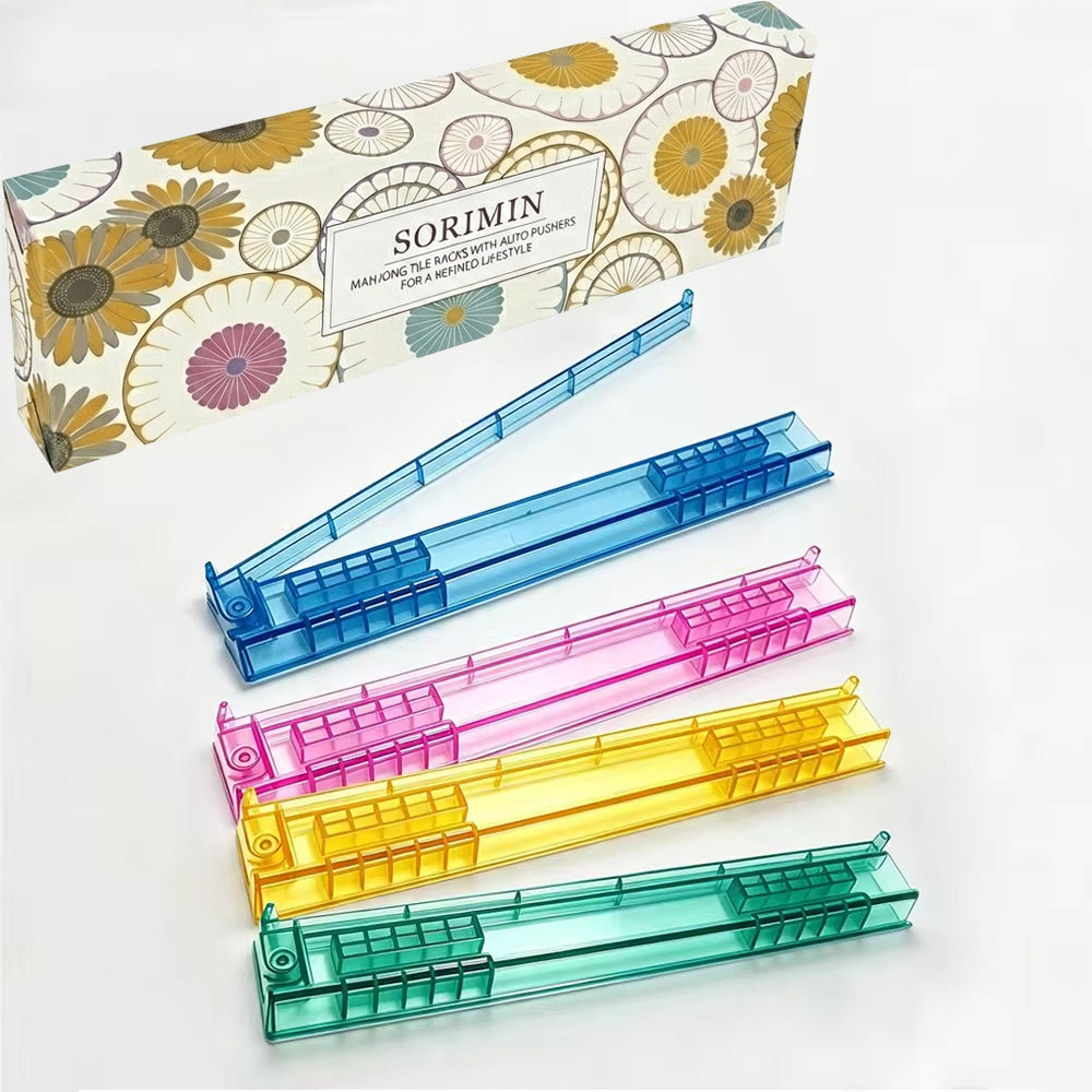 White Clear Non-Slip Mahjong Racks 4 Pack Game Accessories With Box