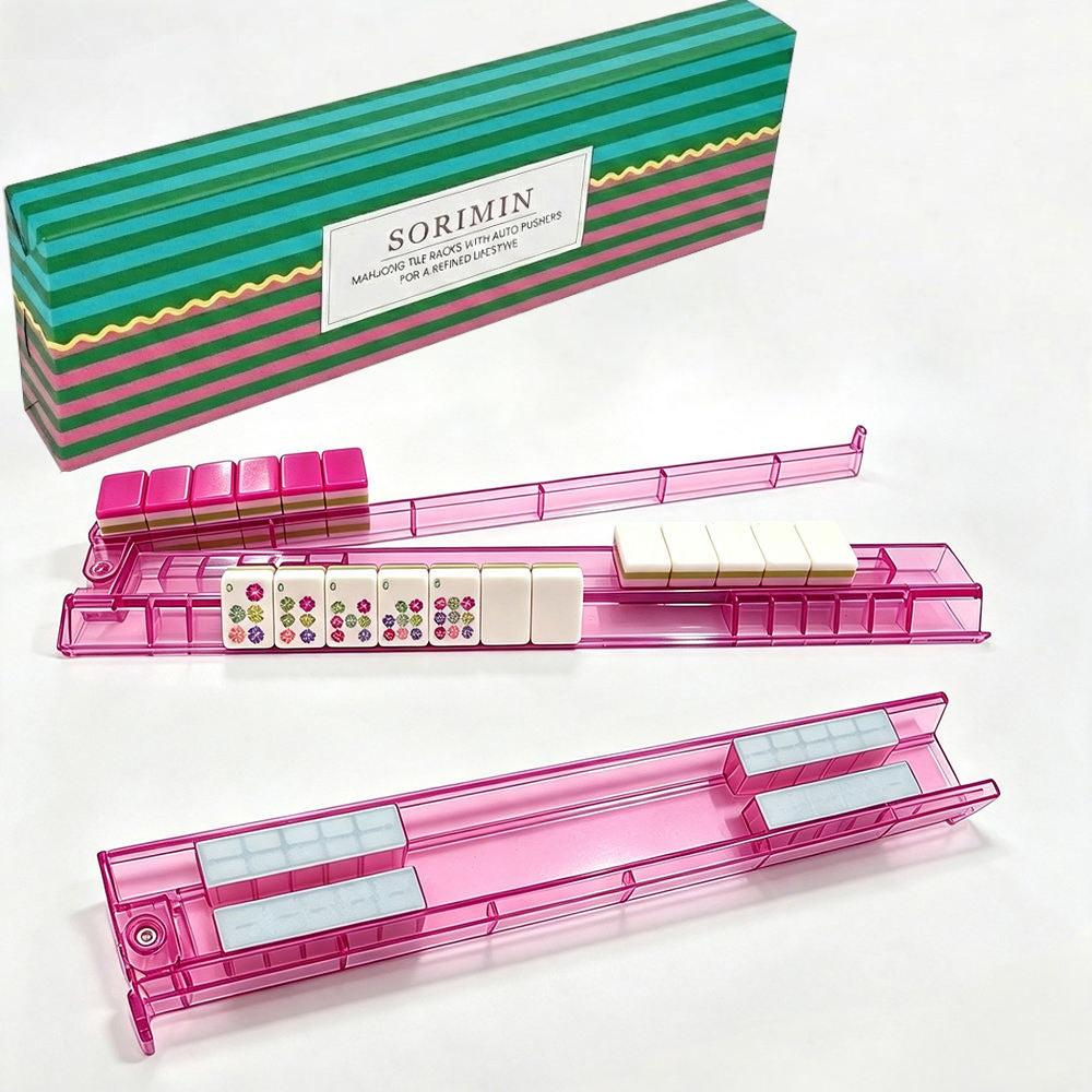 4 Pack Clear White Mahjong Tile Holders Non-Slip For Mahjong Game With Box