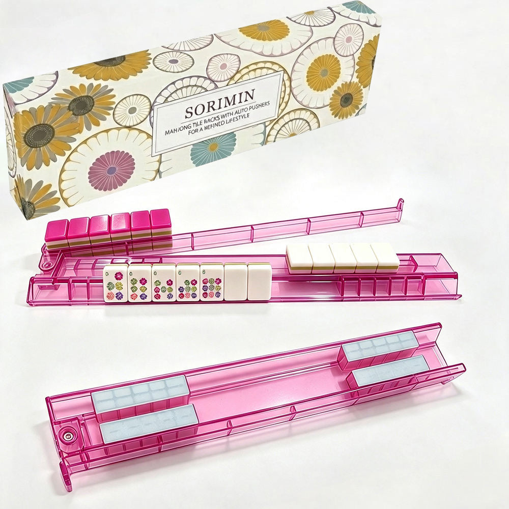 White Clear Non-Slip Mahjong Racks 4 Pack Game Accessories With Box