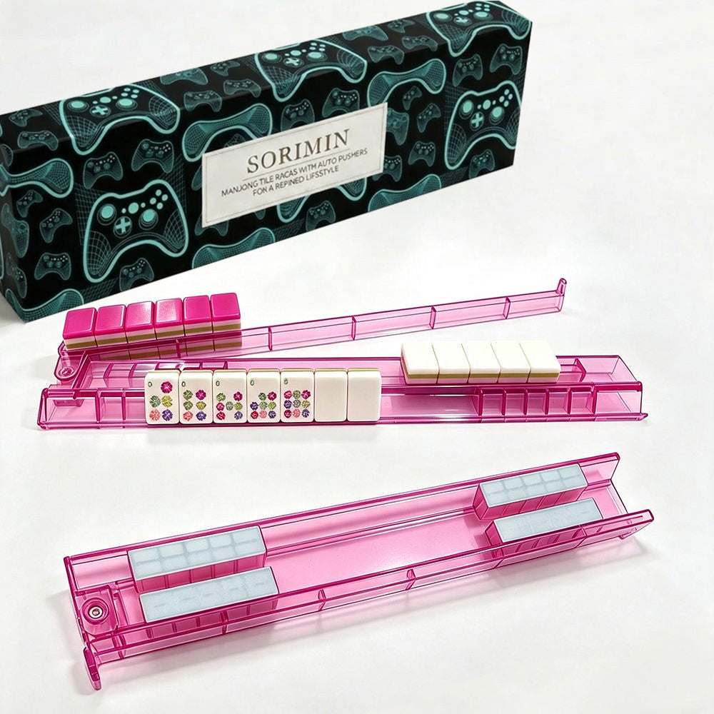 4-Piece Clear White Non-Slip Mahjong Racks With Storage Box