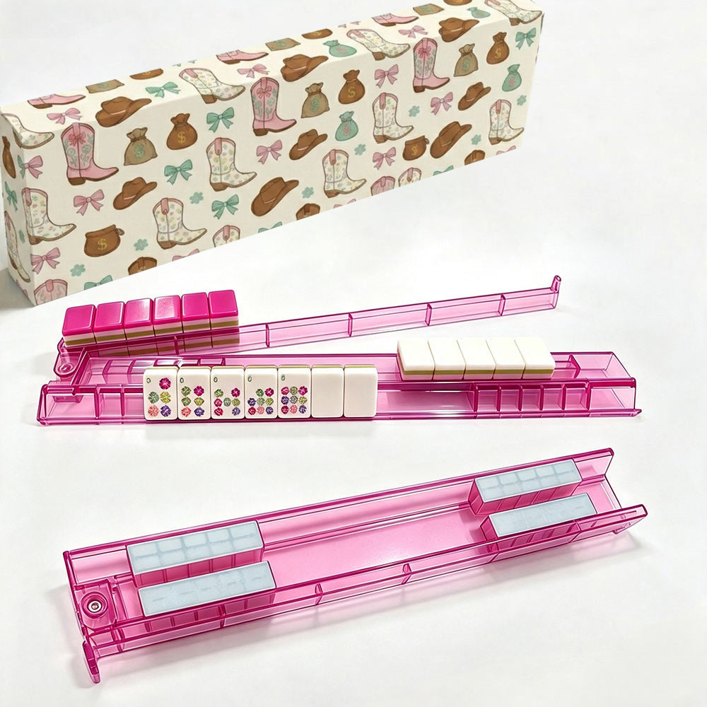 Clear White Mahjong Rack Set 4 Pieces Non-Slip With Storage
