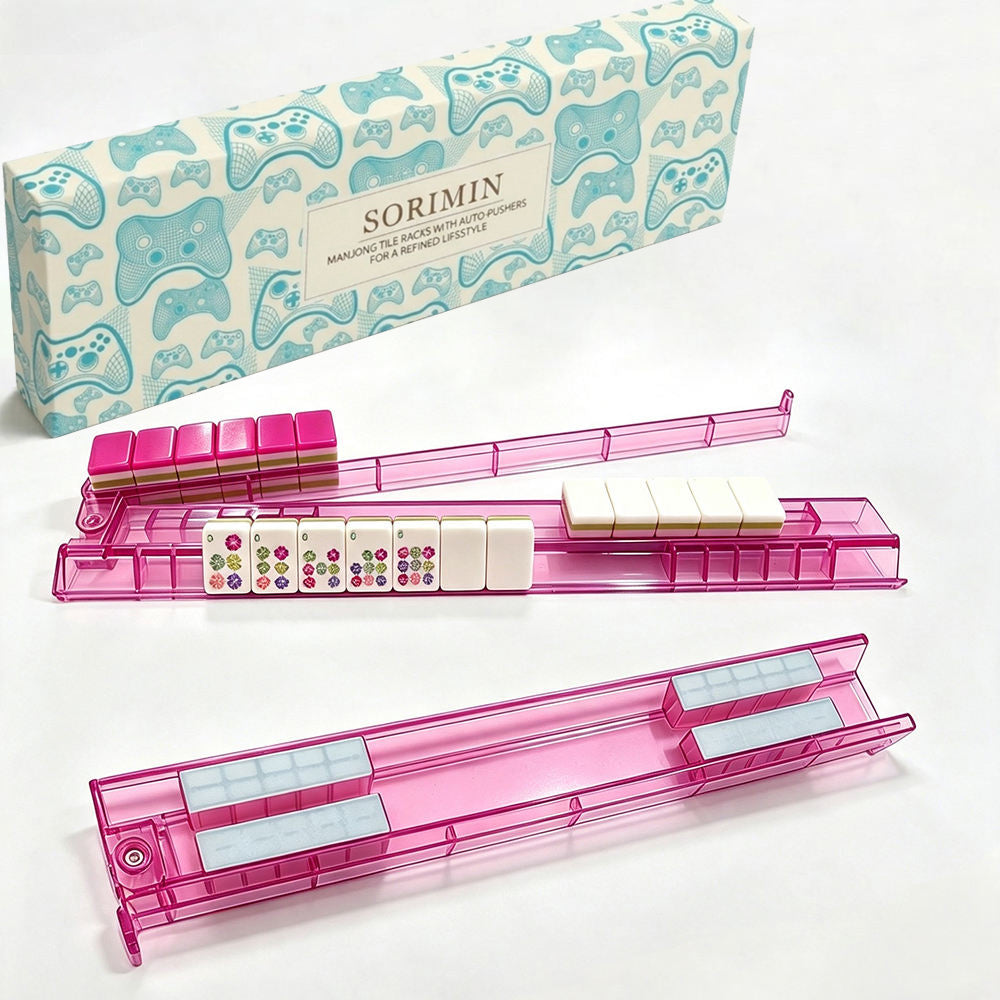 4-Piece Non-Slip Clear White Mahjong Tile Holders & Pushers