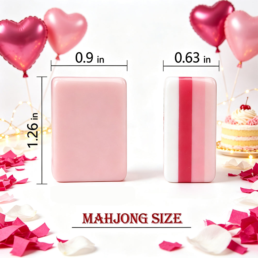 Pink Mahjong Game Set Birthday Present Decorative Mahjong Tiles